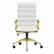 LUXMOD High Back Office Chair with Armrest, White Adjustable Swivel Chair in Durable Vegan Leather, Ergonomic Desk Chair for Extra Back & Lumbar Support – White