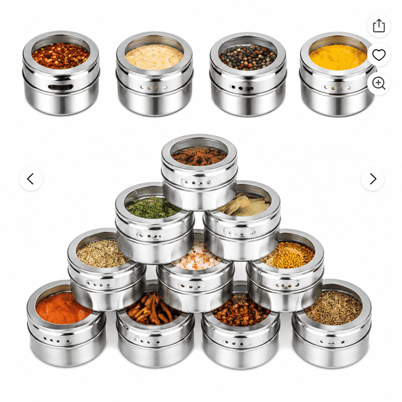 Silver Metal Airtight Spice Food Storage Containers 12 Count