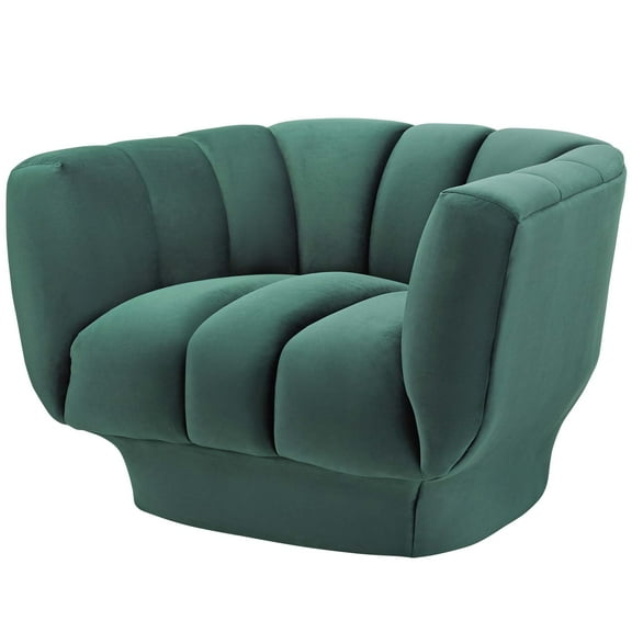 Contemporary Modern Urban Designer Living Room Lounge Club Lobby Accent Side Chair Armchair, Velvet Fabric, Green