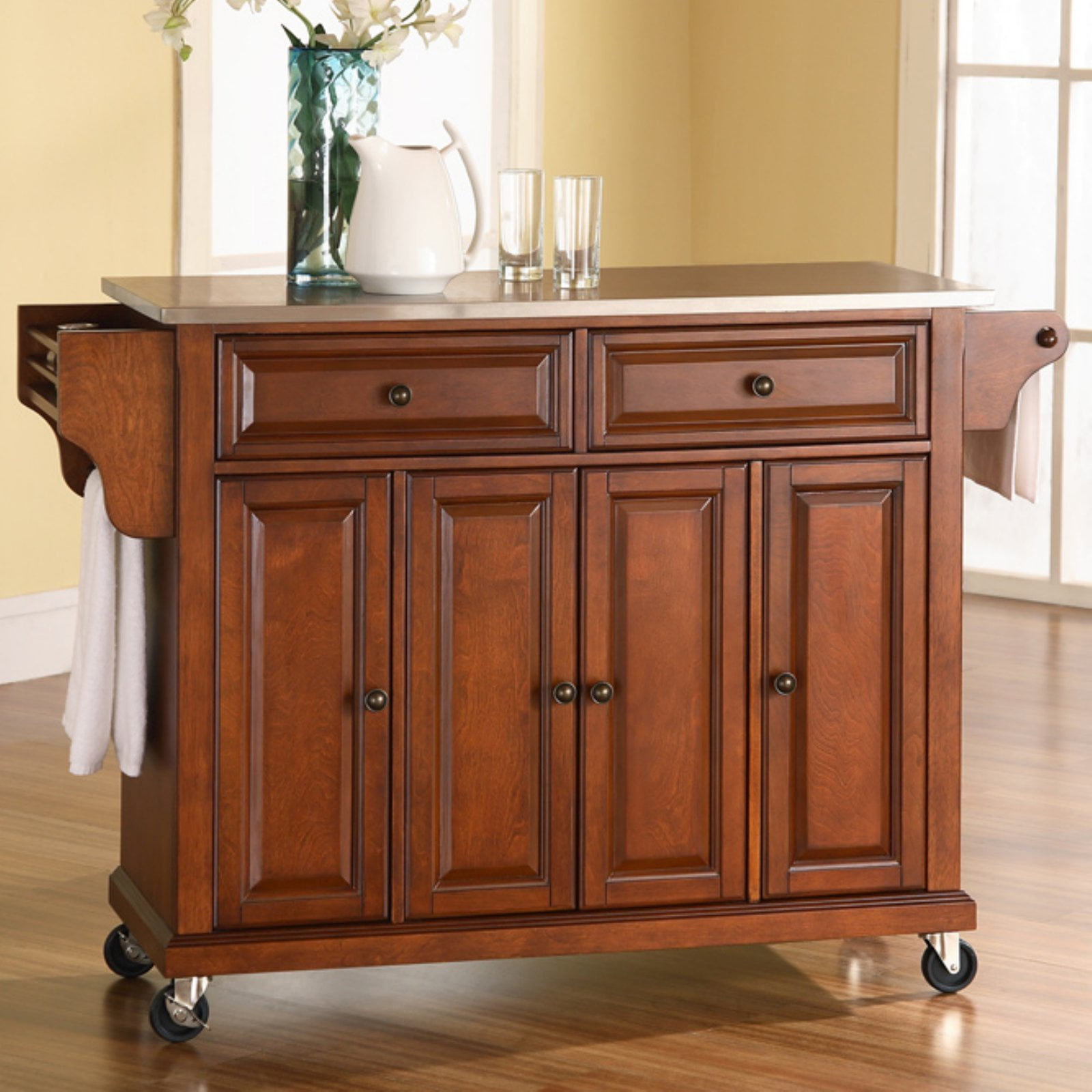 Crosley Furniture Stainless Steel Top Kitchen Cart Walmart Com