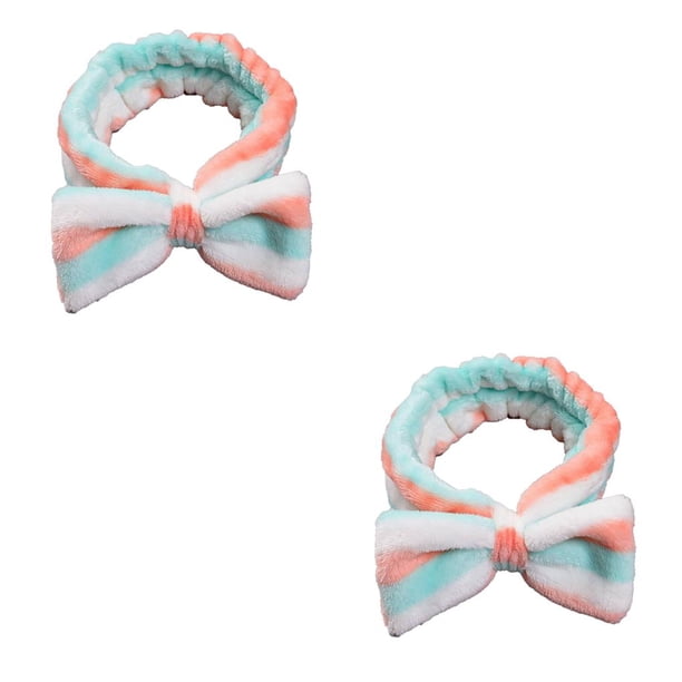 Qarigey Diademas Lazo Nudo Estiramiento Anudado ancho Envoltura Accesorios para el cabello Diadema para de cara Maquillaje Yoga Verde rosa raya Raya rosa verde 2piezas Qarigey CBP387200