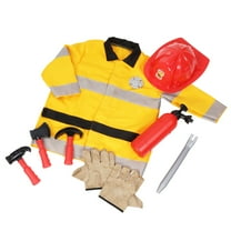 Playful Minds: Firefighter Roleplay Set - 10pc, Yellow & Red Costume, Tools-Hat-Extinguisher-Gloves, Toy Accessories, Dress-Up, Pretend Play, Kids 3
