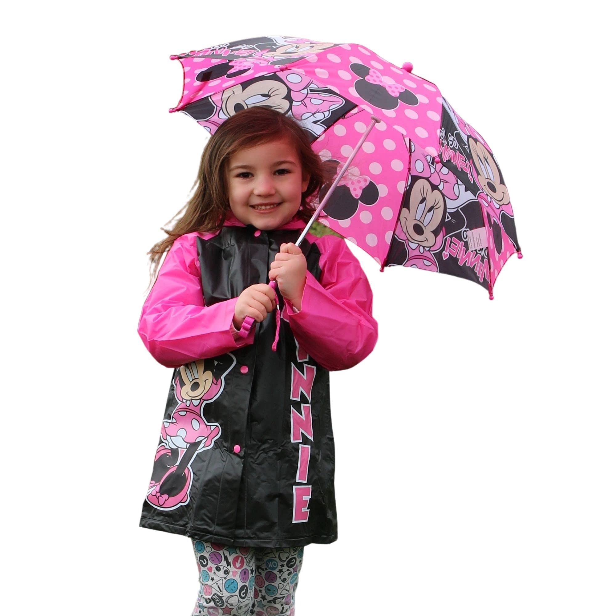 Disney Minnie Mouse Kids Umbrella with Matching Rain Poncho for Girls Ages 2-7 - image 2 of 8