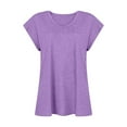 thumbnail image 4 of Femmes Tops Mode Solide Couleur Cap Manches V Cou Décontracté en Vrac Manches Courtes T-Shirt Top Armée Vert L, 4 of 5