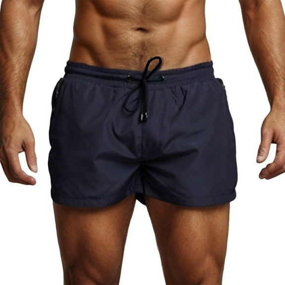 Mens Swim Trunks Quick Dry Swimwear Zipper Pockets, Swim Shorts with Mesh Lining L