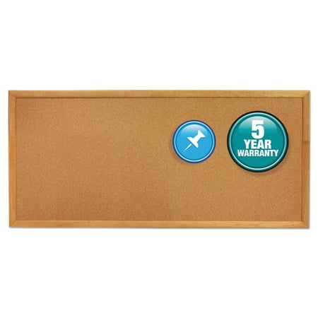 Shipping Cork Board - Quartet Classic Series Slim Line Cork Bulletin Board, 12 x 36, Oak Finish Frame -QRT300