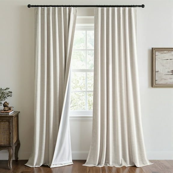 Topfinel 100% Blackout Curtains,Thermal Insulated Linen Back Tab Drapes with Hooks,Beige Rod Pocket Window Drapes for Dining Room Living Room Bedroom,52x84 inch,Set of 2