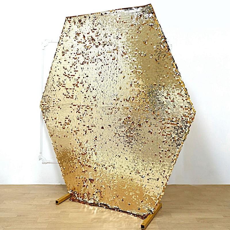 BalsaCircle 8 feet Gold Big Payette Sequin Hexagon Backdrop Stand Cover ...