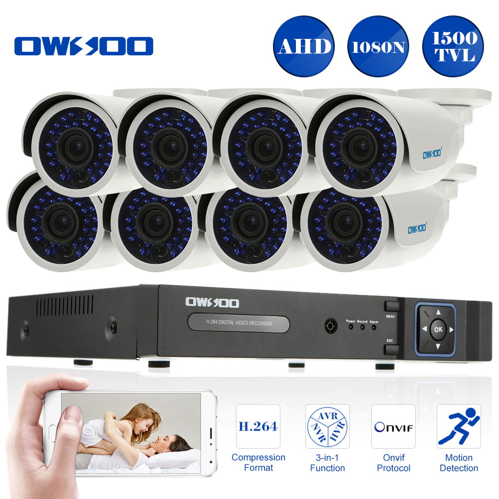 OWSOO 16CH 1080P AHD DVR 16pcs 720P 1500TVL Waterproof CCTV Camera CCTV Kit O4M8 