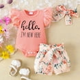 thumbnail image 2 of Gubotare Boho Baby Girl Clothes Baby Girl Summer Clothes Cute Ruffle Sleeve Romper & Shorts Set for & Toddlers Soft Cotton Outfits 0 3 6 9 12 18 24 Months (Pink,Size 3-6 Months), 2 of 7