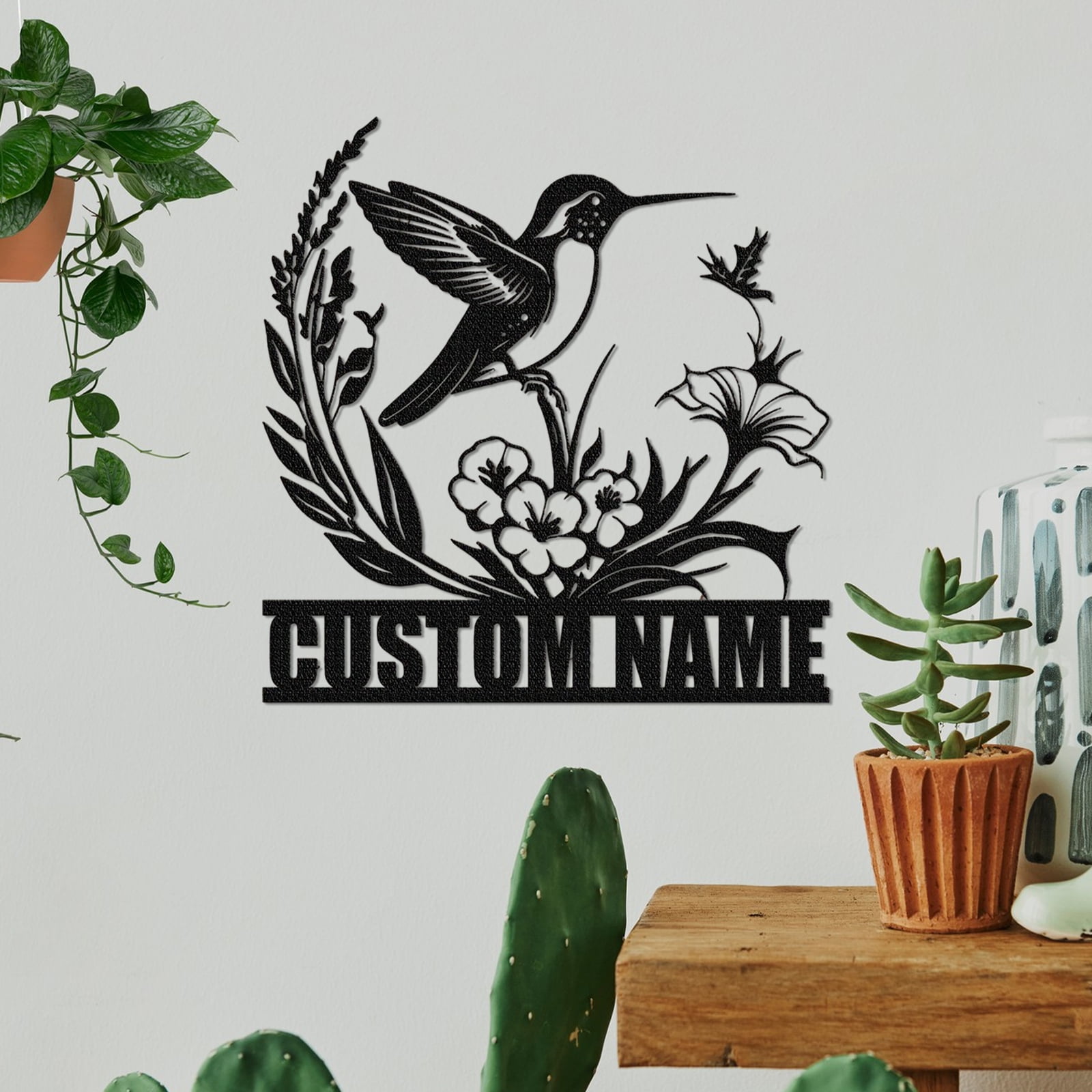 KAINSY Personalized Metal Signs | Bird Metal Wall Art | Metal Name Sign Birds Welcome Plaque | Custom Garden Sign Yard Signs | Personalized Wedding Gifts | Housewarming Decor Indoor Outdoor(10inches)