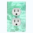 thumbnail image 1 of Metal Light Switch Plate Outlet Cover (Teal Leaf Letter Damask LET010), 1 of 13