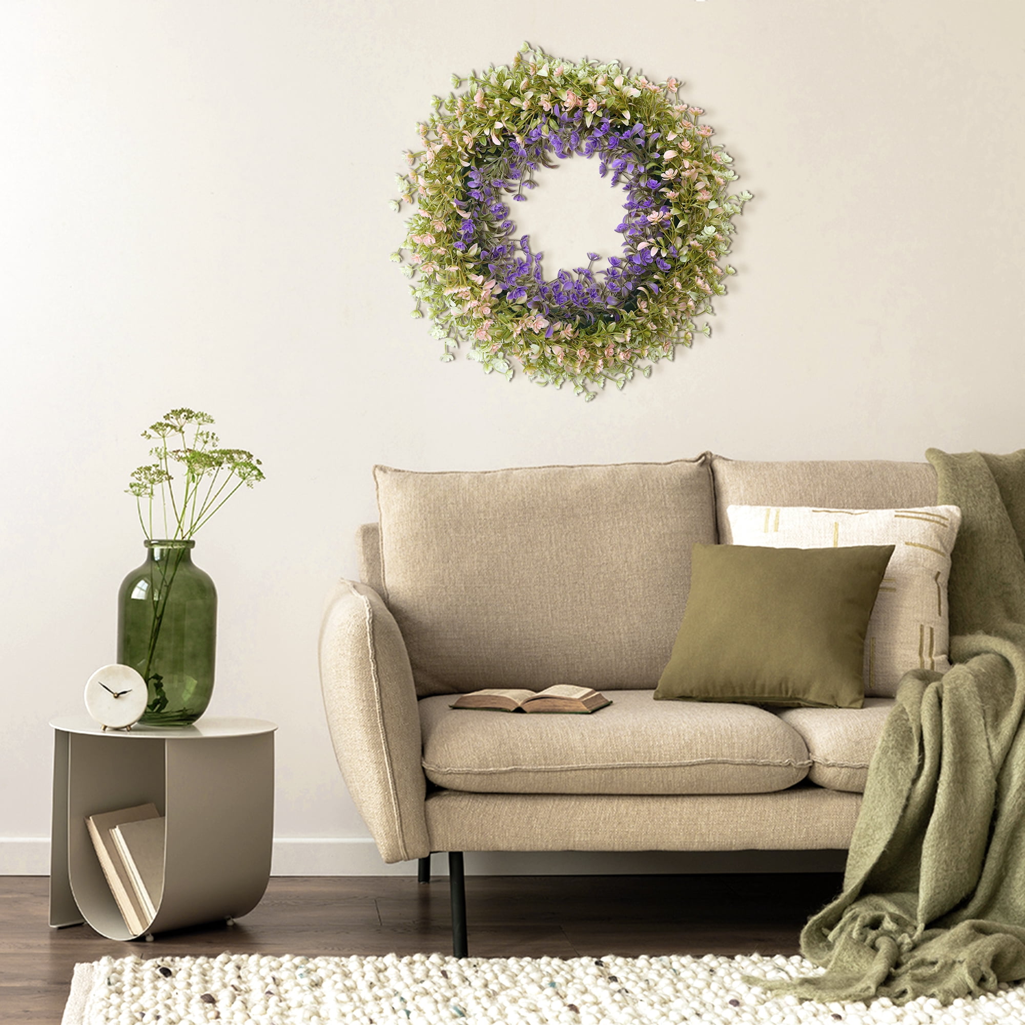 Unique Bargains Eucalyptus Wreaths for Front Door Artificial Decorations Wreaths Purple
