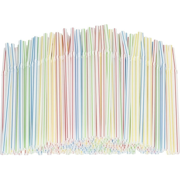 Straws 300 PCS Drinking Straw Flexible Reusable strawsfor Kids and Adults Bendable Drinking Straws Multi Colored Striped Bendable Straws Flexible Straws