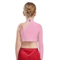 thumbnail image 4 of inlzdz Kids Girls Rhinestones Dance Crop Tops Unique Irregular Shoulder Blouse Jazz Ballet Dance Pink 14, 4 of 7