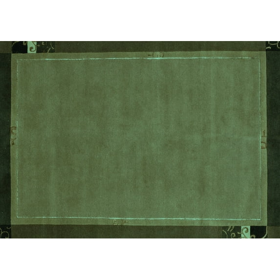 Ahgly Company Indoor Rectangle Abstract Turquoise Blue Modern Area Rugs, 7' x 9'