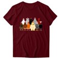 thumbnail image 3 of Gibobby Blusa Casual de Mujer Mujeres Casual Impresión Manga Corta Cuello Redondo Camiseta Suelta Blusa Tops(Vino,XL), 3 of 4