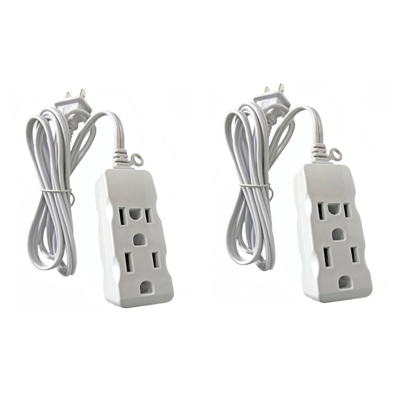 XUIOP 3 ft White 2-Prong Power Strip Extension Cord