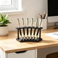 thumbnail image 4 of Pen Display Stand, 6 Slot Plastic Pen Holder Rack, 2 Tier Clear Organizer For Makeup Brushes And Cosmetics, Desk Storage Display (Multicolor ,17.5*6), 4 of 9