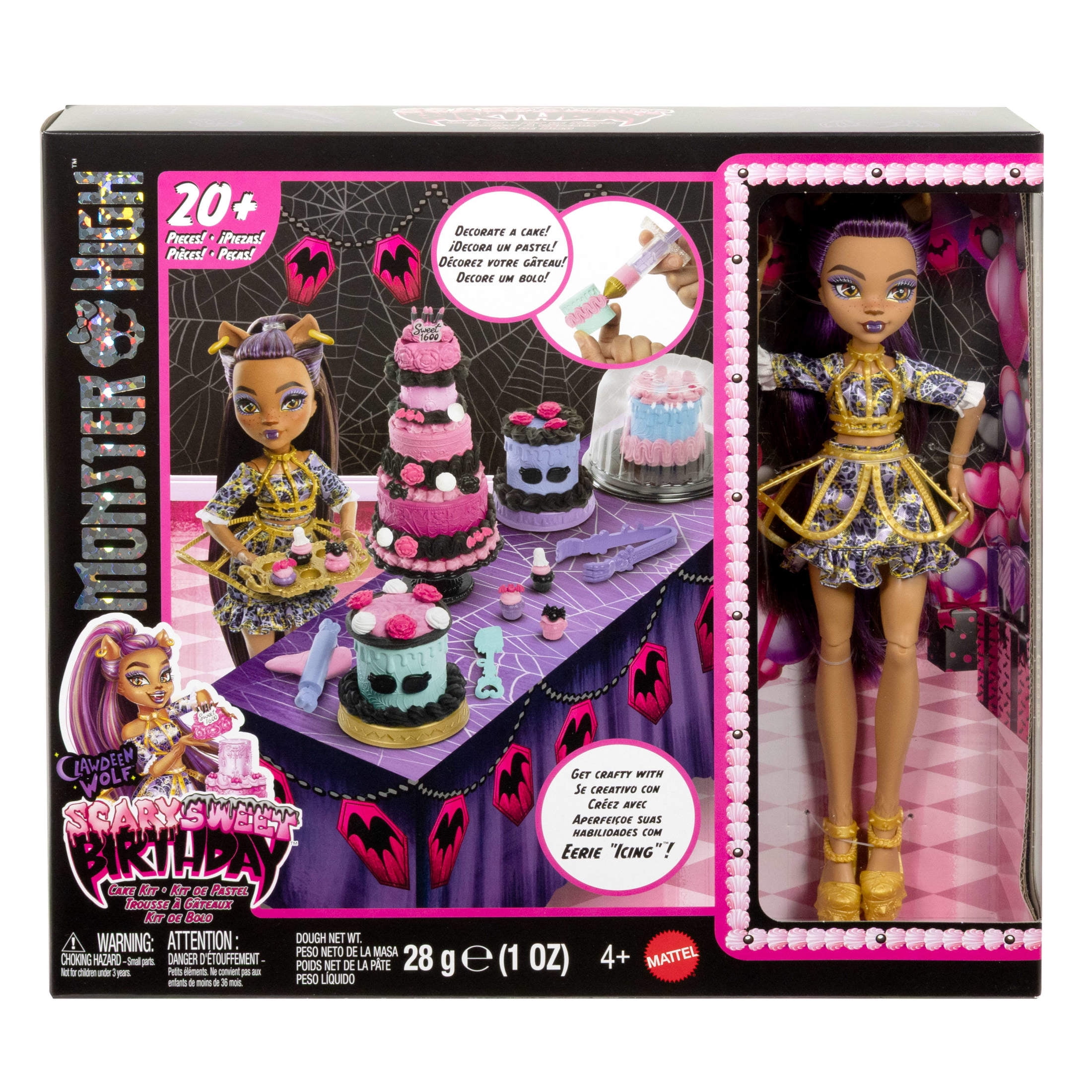 Monster High Scary Sweet Birthday Cake Kit with Clawdeen Wolf Doll and 20+ Decorating Accessories