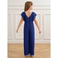 thumbnail image 4 of HULIJA Girls' Jumpsuits Short Sleeve Wide Leg Pants Rompers Wedding Party Evening Casual Suit Summer Royal Blue 14, 4 of 5