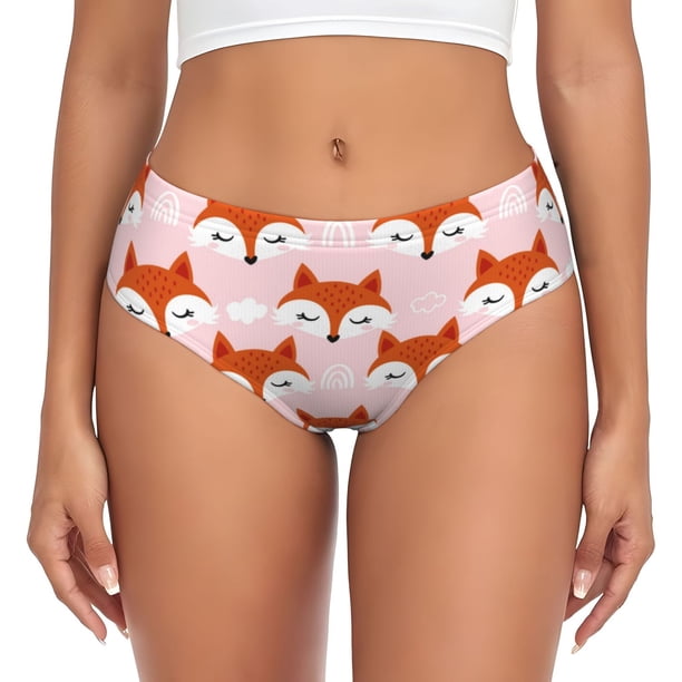 Fotbe cute fox pink Calzones Estampados para Mujer – Ropa Interior de Algodón, Cómoda, Suave y Elástica-Medium