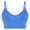 Blue, variant on Women's Ribbed Scoop Neck Bralette with Open Back Detail - Thin Straps Wireless Crop Top with Removable Cups for Everyday Wear