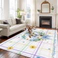 thumbnail image 2 of 8'x10' Area Rugs, Watercolor Easter Indoor Outdoor Area Rug for Living Room Bedroom, Cute Rabbits Flower Wreath Eggs Bow Plaid Washable Bathroom Rugs Kitchen Floor Carpet Mats Home Decor Aesthetic, 2 of 8
