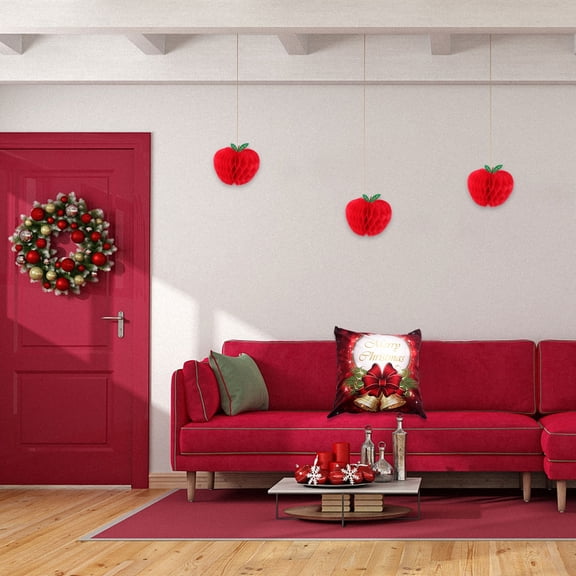 UPOUART 10Pcs Red Honeycomb Paper Ball Gar for Home Wall Hanging Decor