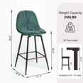 thumbnail image 3 of Homy Casa Swivel 26'' Height Upholstered Bar Stool, Teal (Set of 2), 3 of 8