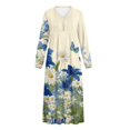 thumbnail image 7 of SEANATIVE Women's Nightgowns Soft Button Front Sleep Shirt Long Sleeve Night Gown Fall Winter Pajama Dress Cozy Full-Length Nightwear for Home Bedroom, 3XL, Blue Lily Daisy Butterfly Cream White, 7 of 7