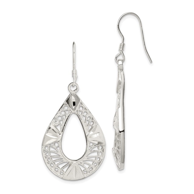 925 Sterling Silver Filigree Teardrop Drop Dangle Earrings