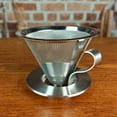 thumbnail image 2 of Stainless Steel Coffee Dripper Handle Coffee Filter with Base Paperless Filter Coffee y6423, 2 of 6