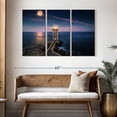 thumbnail image 3 of Elephant Stock Lighthouse Beach Wall Art - Horizontal Multi Panel Canvas - Living Room Wall Decor - Nautical Multi Panel - Purple And Blue Decor - 50" x 32", 3 of 8
