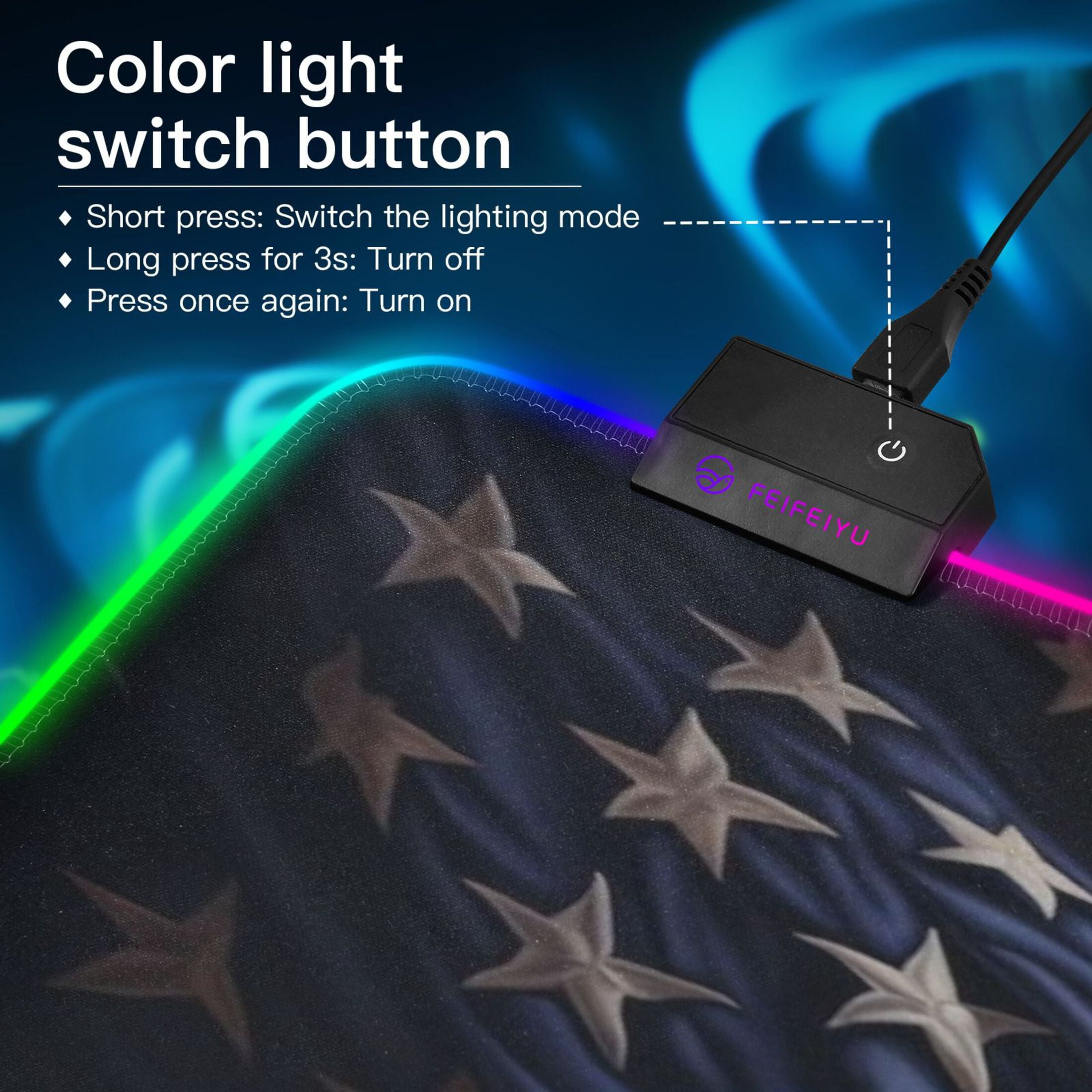 Wireless Charging Mouse Pad Large RGB Gaming Desk Mat 13 Light Modes Mousepad 31.5x11.8 American Flag and Baseball