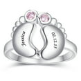 thumbnail image 2 of Personalized Promise Rings 2 Simulated Birthstones Name Rings for Couples Mothers Name Rings for Women, 2 of 5