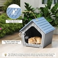 thumbnail image 6 of fazzn Weatherproof Outdoor Cat House, Insulated Waterproof Resin Shelter for Feral Cats, Easy to Assemble.Brown/Blue, 6 of 7