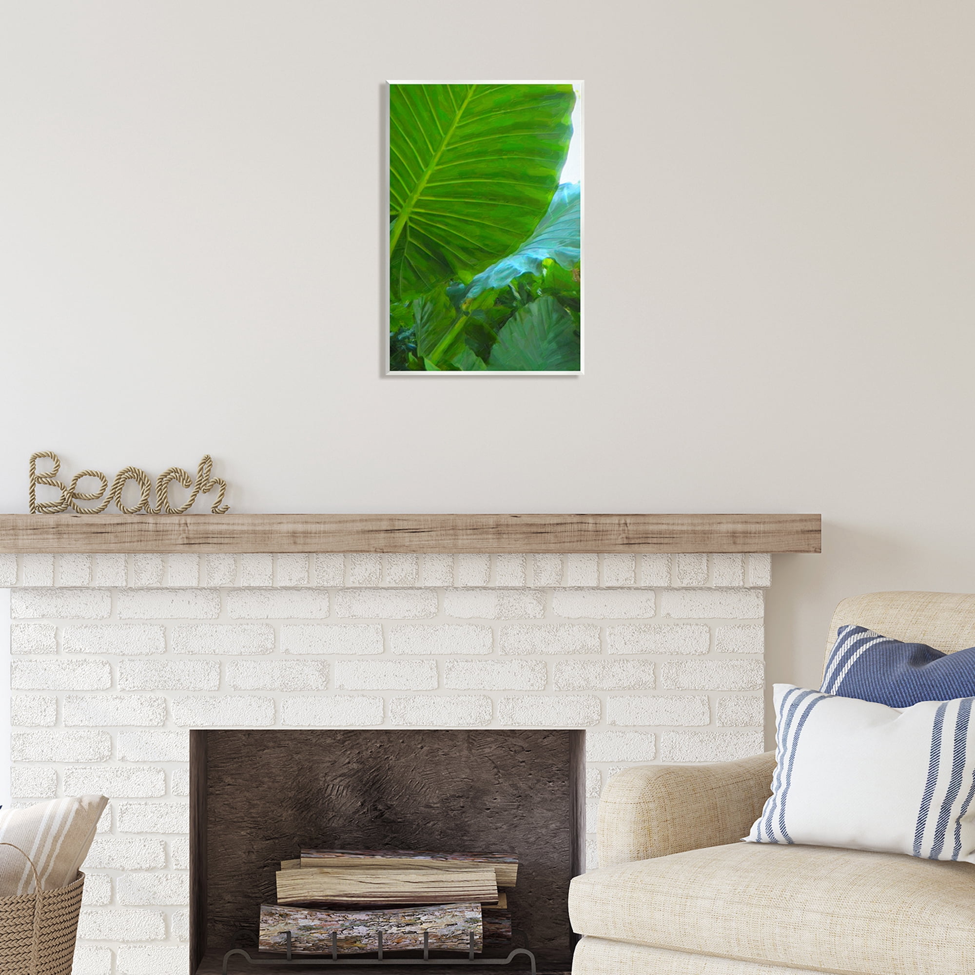 Stupell Industries Green Palm Leaf Painting Botanical & Floral Photography Unframed Art Print Wall Art, 13 x 19