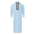 thumbnail image 1 of XDZJLR Men's Shirts Muslim Arabia Casual Long Sleeve Pocket Loose Robe Robe Plaid Printing Shirts for Men, 1 of 4