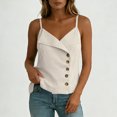thumbnail image 4 of Aezemi Women's Spaghetti Strap Cami Tops, Asymmetrical Button Front Sleeveless Shirts, V Neck Casual Summer Vacation Camisole Tops, 4 of 7