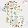 thumbnail image 2 of Women’s Italian Summer Satin Pajama Set, Mediterranean Fruit & Drink Print Sleepwear, Cute Lounge PJs Gift for Her, 2 of 4