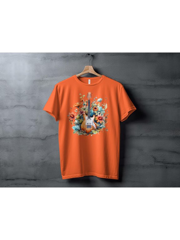Floral Electro Guitarist Guitar Player Gift T-Shirt Women Men Kids Women's Tee Musician Rocker Bass Musician Rock Band Guitarist Band Shirt