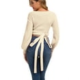 thumbnail image 5 of LOMON Women's Knitted Crop Deep V-Neck Long Sleeve Pullover Cross Wrap Front Loose Pullover Sweater, 5 of 7