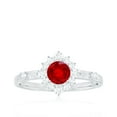 thumbnail image 4 of Rosec Jewels Classic Lab Grown Ruby Engagement Ring with Halo (AAAA Quality Certified) Ruby Diamond Ring - with Jewelry Box, 18K White Gold, US 3.00, 4 of 8