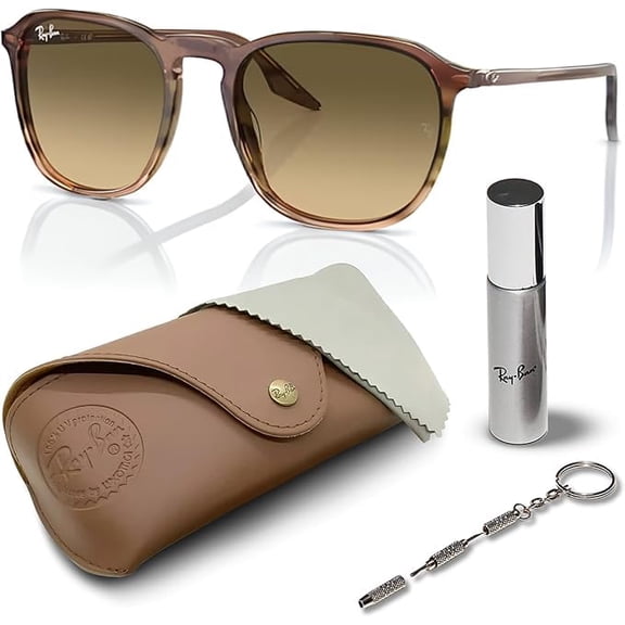 Ray-Ban RB2203 Square Shaped Non-Polarized Sunglasses for Men & Women - Includes Official RAYBAN Eyewear Kit - Ideal Formal & Casual Wear Sunglasses - Brown Black Lens