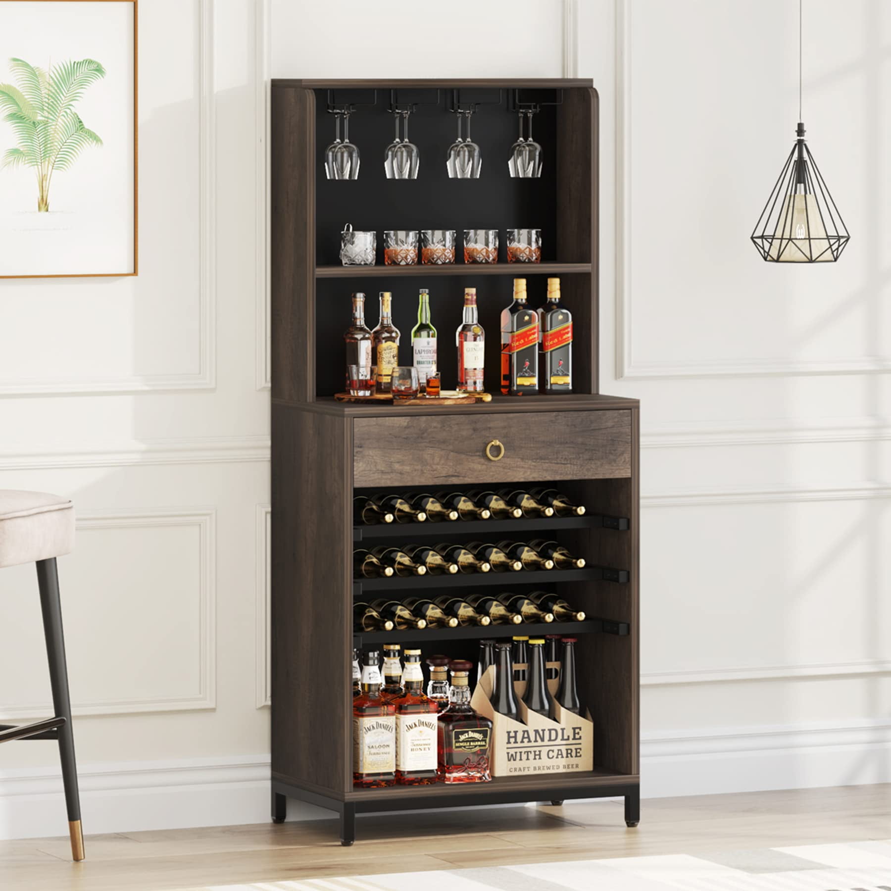 Tribesigns Wine Bar Cabinet for Liquor Glass, Freestanding Wine Rack ...