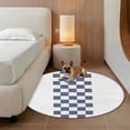 thumbnail image 3 of Round Area Rug 3ft,Classic Blue White Buffalo Tartan Plaid Washable Carpet Non-Slip Runner Accent Rugs Indoor Floor Mat for Bedroom Living Room Decor,Rural Farm, 3 of 9