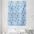 thumbnail image 1 of Boho Tapestry, Jumble Abstract Pattern with Ornaments and Shapes, Wall Hanging for Bedroom Living Room Dorm Decor, 60W X 80L Inches, Dark Sky Blue Ceil Blue Deep Sky Blue, by Ambesonne, 1 of 2