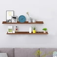 thumbnail image 3 of 48 Inch Floating Wall Ledge Bookshelf Light Walnut Kids Book Toys Trophy and Family Picture Photo Frames Display Shelves Wall Mounted a Set of 2, 3 of 5