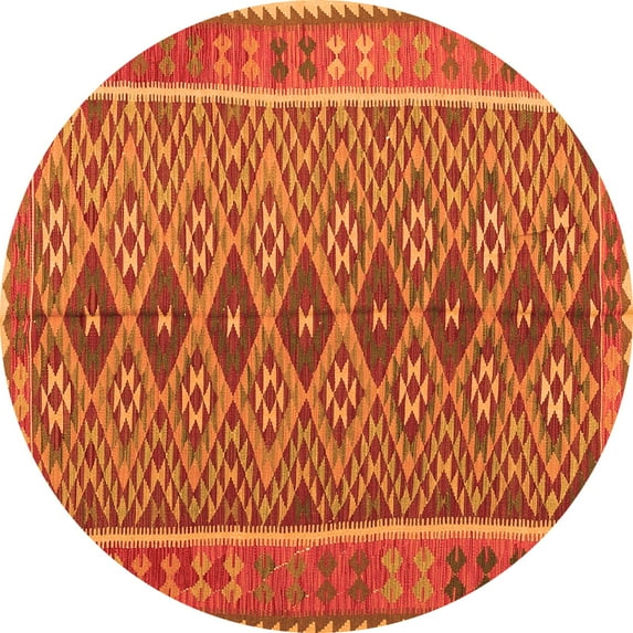Ahgly Company Indoor Round Oriental Orange Traditional Area Rugs, 8' Round